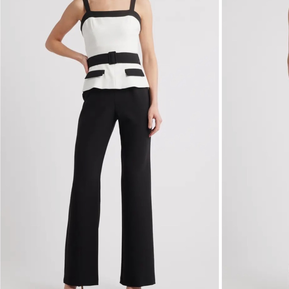 Black halo Kyria Belted Wide Leg Jumpsuit, SIZE 10 1644